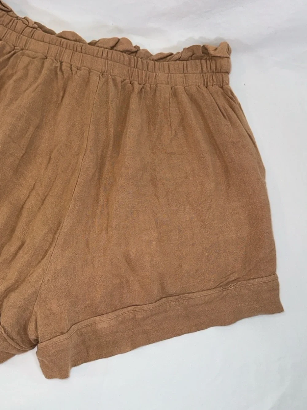 Lost + Wonder Paperbag Waist Shorts Size 1X Brown Linen Blend High Rise Boho